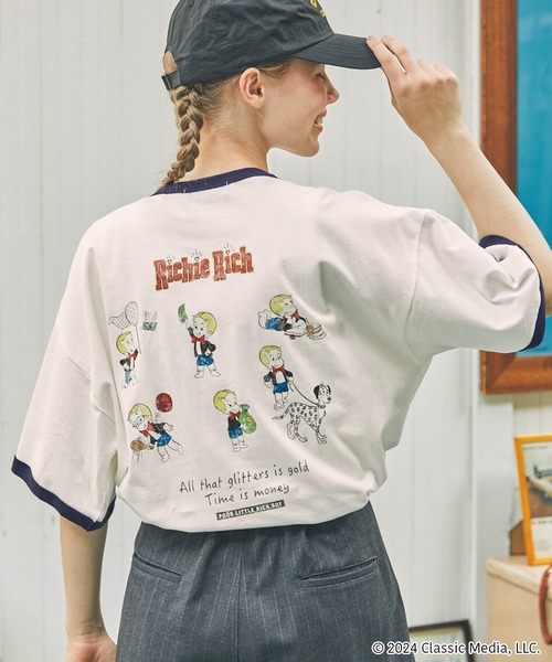 MONO-MART LADY'S(モノマートレディース)の「【CASPER / Richie Rich / FELIX】別注ヴィンテージ加工 グラフィックプリント半袖Tシャツ(Tシャツ/カットソー・レディース・グレー系1/ワイン/グリーン系1/チャコールグレー/ネイビー/ネイビー系1/ワイン系1/グレー系2/グレー系3/ブラック/グレー系4/ネイビー系2/ワイン系2/ネイビー系3・FREE)」の9枚目の写真