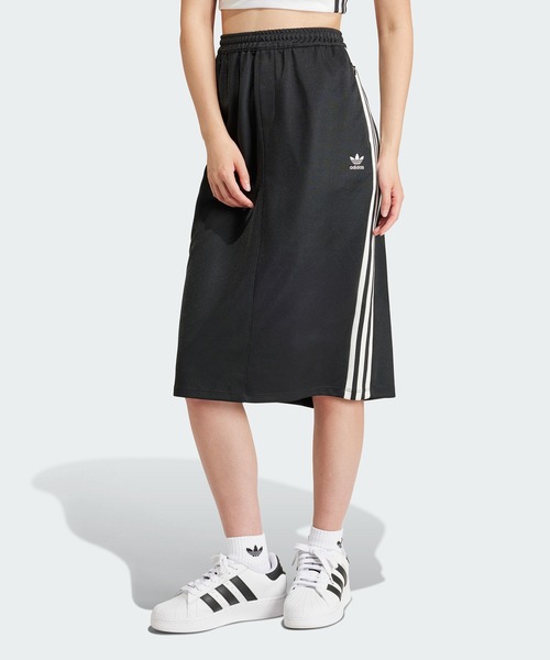 adidas ブラック サイドストライプ タイトスカート adidas（アディダス）の「adidas/アディダス スリーストライプス