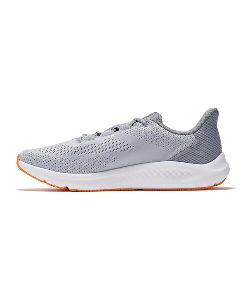 UNDER ARMOUR(アンダーアーマー)の「UAチャージド パスート3 ビックロゴ(ランニング/メンズ)(スニーカー・メンズ・ホワイト×グレー・27.0cm/28.0cm/25.5cm/29.0cm/28.5cm/27.5cm/26.5cm/26.0cm/30.0cm/25.0cm)」の2枚目の写真