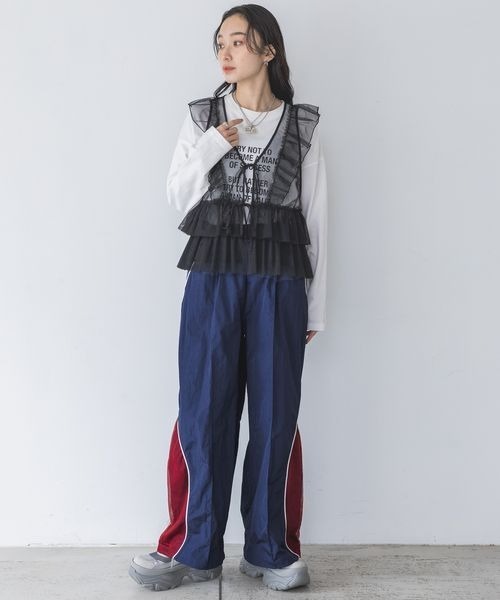 JEANASIS(ジーナシス)の「メッシュキリカエトラックパンツ/108707(その他パンツ・レディース・ホワイト系その他/レッド系その他/ネイビー系・FREE)」の17枚目の写真