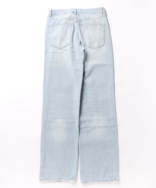 aimoha(アイモハ)の「ダメージ加工ワイドデニムパンツ(デニムパンツ・レディース・ネイビー/ブルー/ライトブルー・X-SMALL/SMALL)」の4枚目の写真