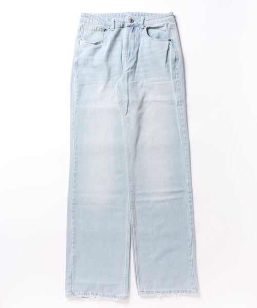 aimoha(アイモハ)の「ダメージ加工ワイドデニムパンツ(デニムパンツ・レディース・ネイビー/ブルー/ライトブルー・X-SMALL/SMALL)」の9枚目の写真