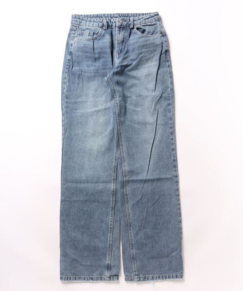 aimoha(アイモハ)の「ダメージ加工ワイドデニムパンツ(デニムパンツ・レディース・ネイビー/ブルー/ライトブルー・X-SMALL/SMALL)」の10枚目の写真