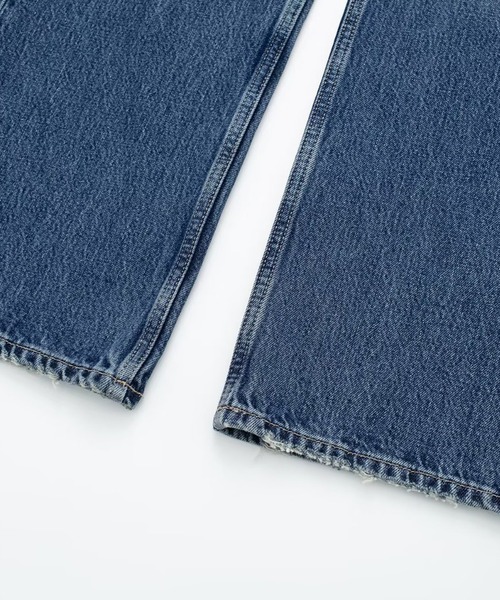 aimoha(アイモハ)の「ダメージ加工ワイドデニムパンツ(デニムパンツ・レディース・ネイビー/ブルー/ライトブルー・X-SMALL/SMALL)」の6枚目の写真