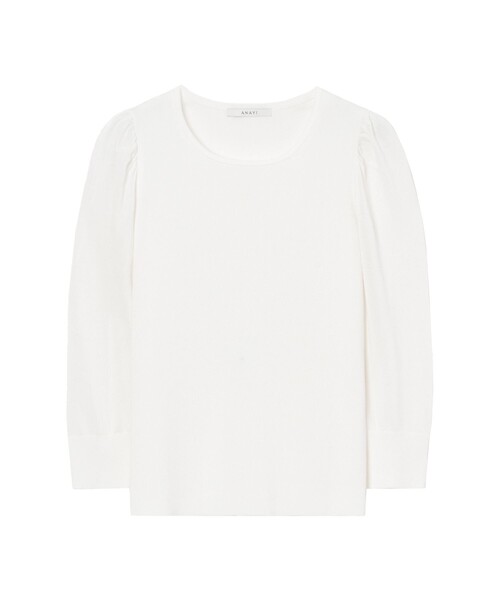 ANAYI（アナイ）の「シアースリーブギャザー プルオーバー（ニット/セーター・レディース・レッド/ホワイト/イエロー/ネイビー・38/36）」の2枚目の写真