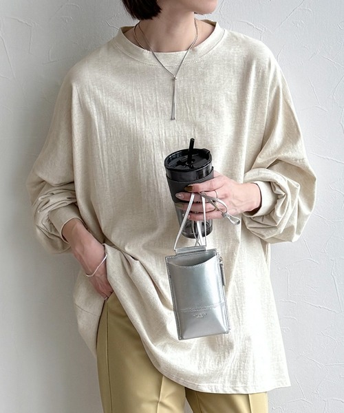 reca(レカ)の「ゆるっとルーズに、無地Tシャツ(Tシャツ/カットソー・レディース・チャコール/オートミール/ホワイト系その他・FREE)」の4枚目の写真
