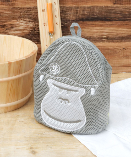 ごリラックス（ゴリラックス）の「メッシュポーチ まもるさんの洗えるポーチ（ポーチ・メンズ・グレー/ブラック・FREE）」の2枚目の写真