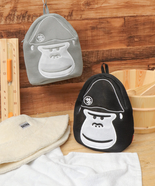 ごリラックス（ゴリラックス）の「メッシュポーチ まもるさんの洗えるポーチ（ポーチ・メンズ・グレー/ブラック・FREE）」の5枚目の写真