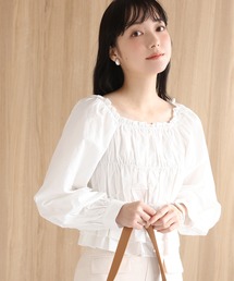 one after another NICE CLAUP | バックレースアップシャーリングブラウス(シャツ/ブラウス)