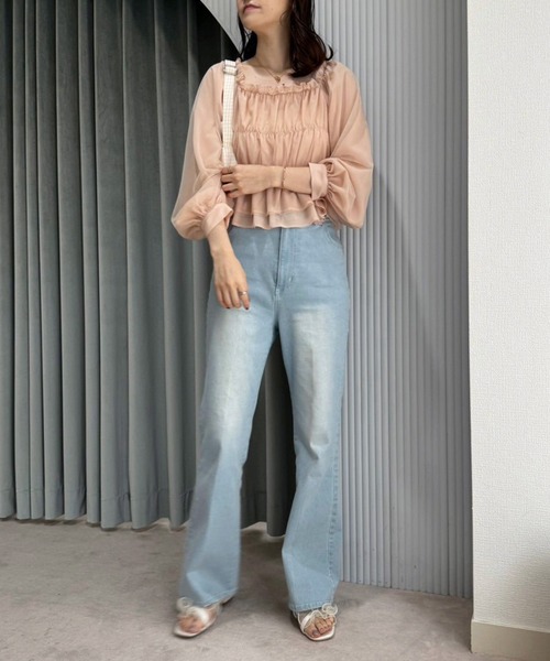 one after another NICE CLAUP（ワンアフターアナザーナイスクラップ）の「バックレースアップシャーリングブラウス（シャツ/ブラウス・レディース・ベージュ系その他/オフホワイト/ブルー・FREE）」の18枚目の写真