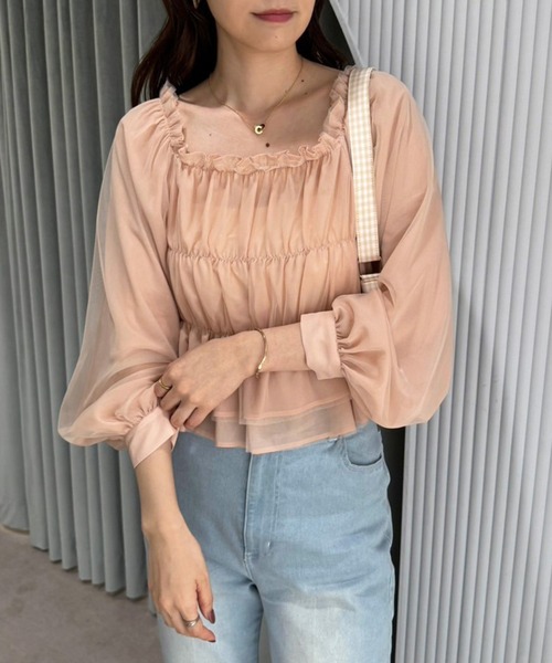 one after another NICE CLAUP（ワンアフターアナザーナイスクラップ）の「バックレースアップシャーリングブラウス（シャツ/ブラウス・レディース・ベージュ系その他/オフホワイト/ブルー・FREE）」の16枚目の写真