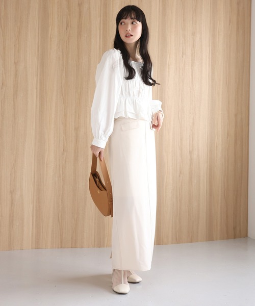 one after another NICE CLAUP（ワンアフターアナザーナイスクラップ）の「バックレースアップシャーリングブラウス（シャツ/ブラウス・レディース・ベージュ系その他/オフホワイト/ブルー・FREE）」の21枚目の写真