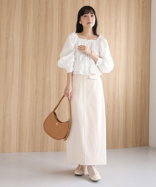 one after another NICE CLAUP（ワンアフターアナザーナイスクラップ）の「バックレースアップシャーリングブラウス（シャツ/ブラウス・レディース・ベージュ系その他/オフホワイト/ブルー・FREE）」の22枚目の写真