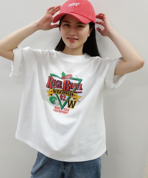 CORNERS(コーナーズ)の「ROSEBOWLプリントTシャツ(Tシャツ/カットソー・レディース・ミント/オフホワイト/スミクロ・FREE)」の8枚目の写真
