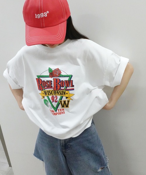 CORNERS(コーナーズ)の「ROSEBOWLプリントTシャツ(Tシャツ/カットソー・レディース・ミント/オフホワイト/スミクロ・FREE)」の18枚目の写真