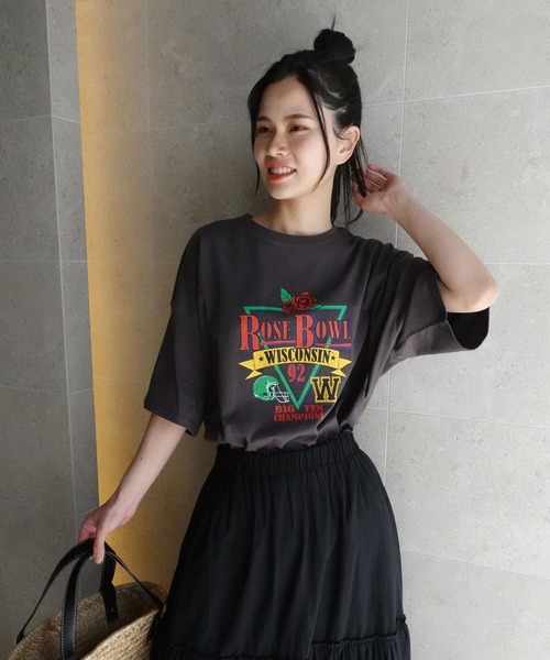CORNERS(コーナーズ)の「ROSEBOWLプリントTシャツ(Tシャツ/カットソー・レディース・ミント/オフホワイト/スミクロ・FREE)」の14枚目の写真