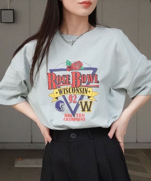 CORNERS(コーナーズ)の「ROSEBOWLプリントTシャツ(Tシャツ/カットソー・レディース・ミント/オフホワイト/スミクロ・FREE)」の17枚目の写真