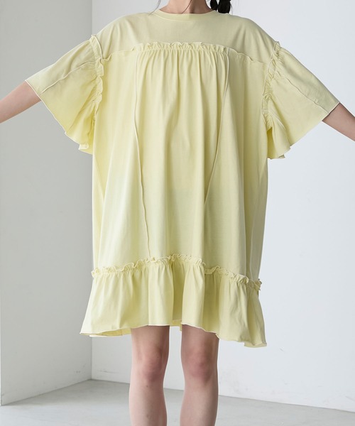 forksy.（フォルクシー）の「【forksy.】フレアスリーブフリルメローオーバーサイズTシャツ（Tシャツ/カットソー・レディース・アイボリー/ライム/ホワイト/チャコール/ダークラベンダー・FREE）」の6枚目の写真