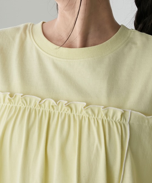 forksy.（フォルクシー）の「【forksy.】フレアスリーブフリルメローオーバーサイズTシャツ（Tシャツ/カットソー・レディース・アイボリー/ライム/ホワイト/チャコール/ダークラベンダー・FREE）」の8枚目の写真