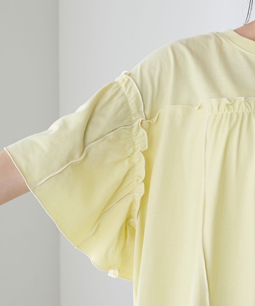 forksy.（フォルクシー）の「【forksy.】フレアスリーブフリルメローオーバーサイズTシャツ（Tシャツ/カットソー・レディース・アイボリー/ライム/ホワイト/チャコール/ダークラベンダー・FREE）」の10枚目の写真