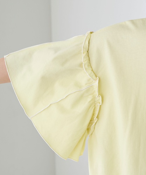 forksy.（フォルクシー）の「【forksy.】フレアスリーブフリルメローオーバーサイズTシャツ（Tシャツ/カットソー・レディース・アイボリー/ライム/ホワイト/チャコール/ダークラベンダー・FREE）」の14枚目の写真