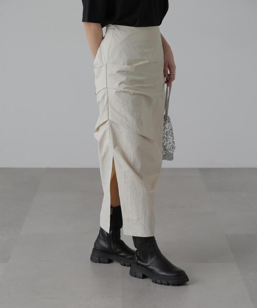 FREE'S MART（フリーズマート）の「◆サイドタックナロースカート（スカート・レディース・ブラック/ベージュ/カーキ・MEDIUM/SMALL）」の2枚目の写真