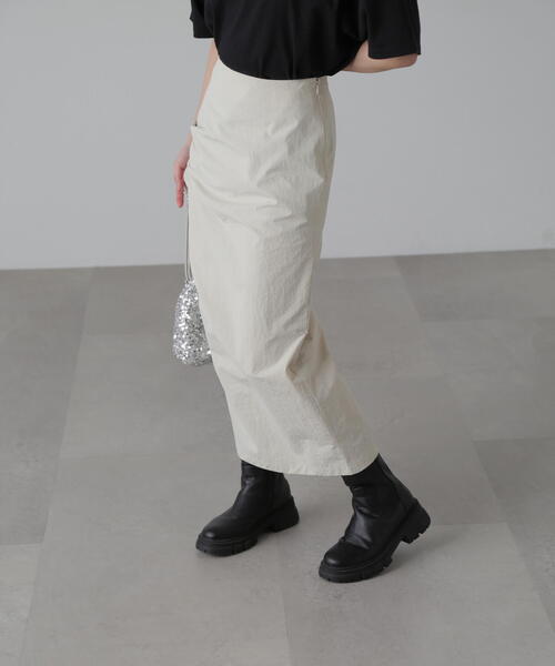 FREE'S MART（フリーズマート）の「◆サイドタックナロースカート（スカート・レディース・ブラック/ベージュ/カーキ・MEDIUM/SMALL）」の6枚目の写真