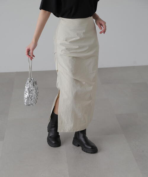 FREE'S MART（フリーズマート）の「◆サイドタックナロースカート（スカート・レディース・ブラック/ベージュ/カーキ・MEDIUM/SMALL）」の7枚目の写真