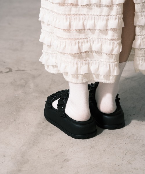 CIAOPANIC(チャオパニック)の「ボリュールソールシャーリングストラップサンダル(サンダル・レディース・ブラック/シルバー・L/M/S/XL)」の10枚目の写真