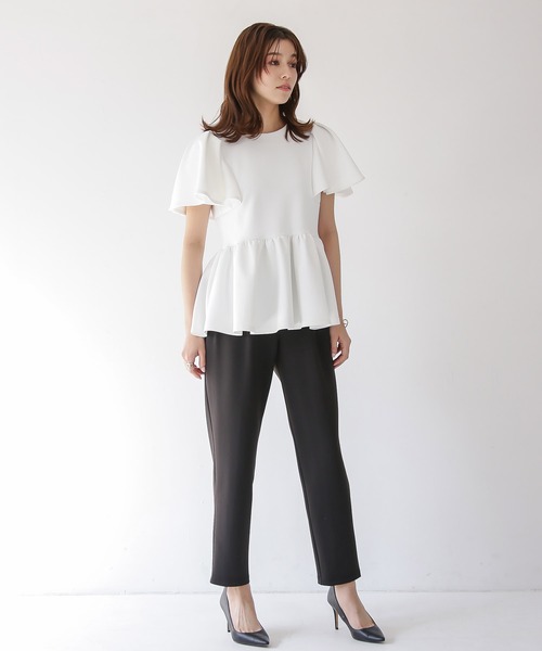 tシャツ 「接触冷感」パール調ビーズ使いペプラムブラウス レディース ブラウス見え】パール調ビーズ使いカットソー 通販【ニッセン】