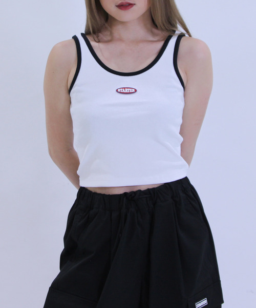 STARTER BLACK LABEL(スターターブラックレーベル)の「STARTER BLACK LABEL スターターブラックレーベル ショートタンクトップ(タンクトップ・レディース・ブラック/チェック/その他1/ホワイト・M)」の5枚目の写真