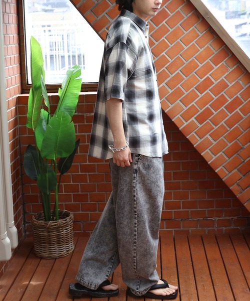 GERRY(ジェリー)の「GERRYオンブレチェック半袖シャツ(シャツ/ブラウス・メンズ・アイボリー/ブルー/ブラック・LARGE/X-LARGE/MEDIUM)」の6枚目の写真