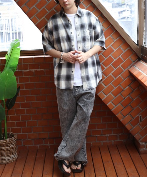 GERRY(ジェリー)の「GERRYオンブレチェック半袖シャツ(シャツ/ブラウス・メンズ・アイボリー/ブルー/ブラック・LARGE/X-LARGE/MEDIUM)」の7枚目の写真