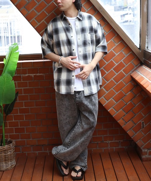 GERRY(ジェリー)の「GERRYオンブレチェック半袖シャツ(シャツ/ブラウス・メンズ・アイボリー/ブルー/ブラック・LARGE/X-LARGE/MEDIUM)」の8枚目の写真