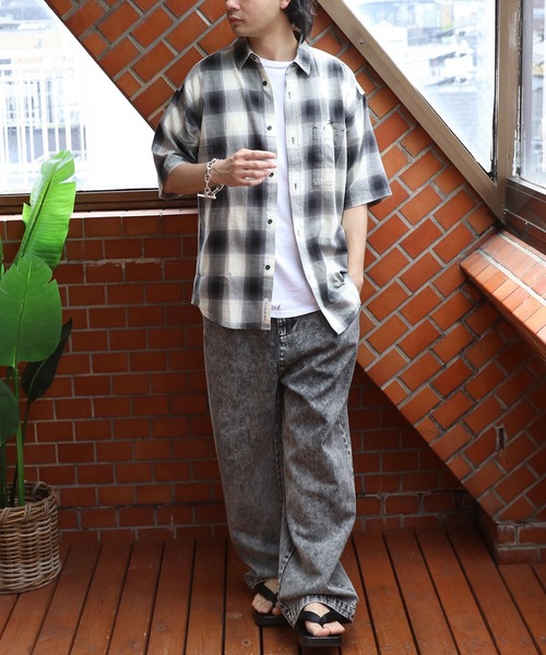 GERRY(ジェリー)の「GERRYオンブレチェック半袖シャツ(シャツ/ブラウス・メンズ・アイボリー/ブルー/ブラック・LARGE/X-LARGE/MEDIUM)」の10枚目の写真