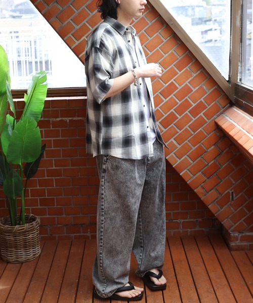 GERRY(ジェリー)の「GERRYオンブレチェック半袖シャツ(シャツ/ブラウス・メンズ・アイボリー/ブルー/ブラック・LARGE/X-LARGE/MEDIUM)」の12枚目の写真
