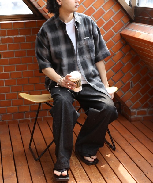 GERRY(ジェリー)の「GERRYオンブレチェック半袖シャツ(シャツ/ブラウス・メンズ・アイボリー/ブルー/ブラック・LARGE/X-LARGE/MEDIUM)」の18枚目の写真