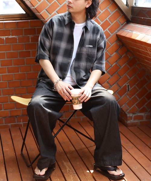 GERRY(ジェリー)の「GERRYオンブレチェック半袖シャツ(シャツ/ブラウス・メンズ・アイボリー/ブルー/ブラック・LARGE/X-LARGE/MEDIUM)」の21枚目の写真