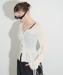 MOCOA'S | スリーブリボンレースシアーカーディガン(Tシャツ/カットソー)