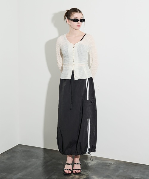 MOCOA'S(モコアズ)の「スリーブリボンレースシアーカーディガン(Tシャツ/カットソー・レディース・ブラック/ホワイト・FREE)」の13枚目の写真