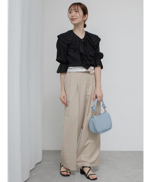 Te chichi TERRASSE（テチチテラス）の「フリルVネックブラウス（シャツ/ブラウス・レディース・ミント/オフホワイト/ブラック・F）」の20枚目の写真