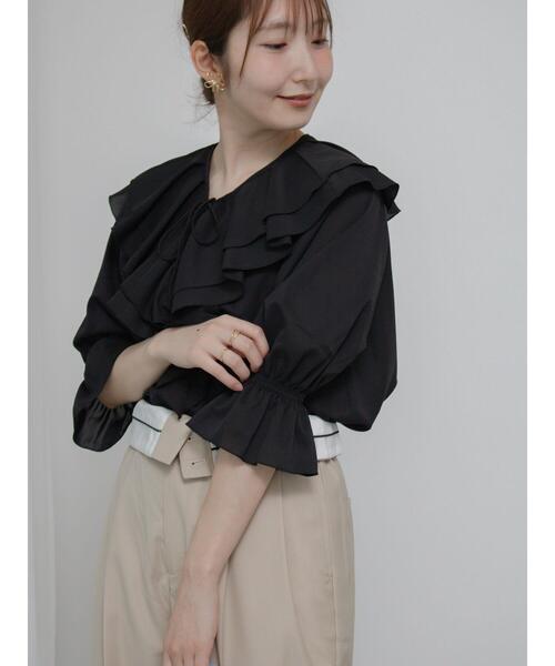 Te chichi TERRASSE（テチチテラス）の「フリルVネックブラウス（シャツ/ブラウス・レディース・ミント/オフホワイト/ブラック・F）」の21枚目の写真