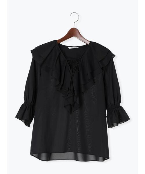 Te chichi TERRASSE（テチチテラス）の「フリルVネックブラウス（シャツ/ブラウス・レディース・ミント/オフホワイト/ブラック・F）」の10枚目の写真