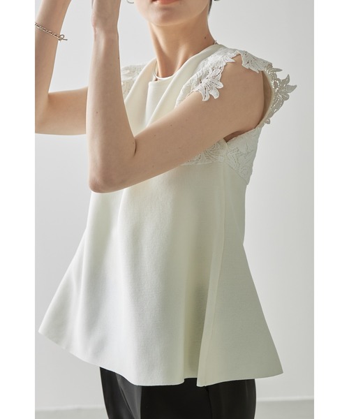 &. NOSTALGIA（アンドドットノスタルジア）の「肩レースプルオーバー（Tシャツ/カットソー・レディース・オフホワイト/ブラック・M）」の18枚目の写真