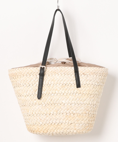 LA BAGAGERIE（ラバガジェリー）の「【メイズ】ワイドバスケット（かごバッグ・レディース・ブラック/グレイッシュベージュ・FREE）」の3枚目の写真