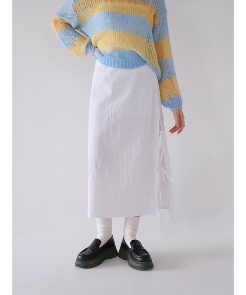 ZOZO限定】サイドスリット リボンスカート ナイロン（スカート