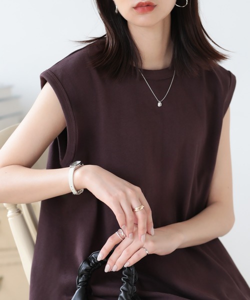 SUNFLOWER EIGHT（サンフラワーエイト）の「ノースリーブフレアトップス（Tシャツ/カットソー・レディース・ライトカーキ/ホワイト/ブラック/ブラウン・M/L）」の3枚目の写真