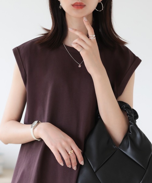 SUNFLOWER EIGHT（サンフラワーエイト）の「ノースリーブフレアトップス（Tシャツ/カットソー・レディース・ライトカーキ/ホワイト/ブラック/ブラウン・M/L）」の6枚目の写真