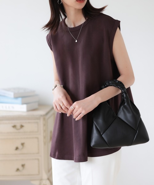 SUNFLOWER EIGHT（サンフラワーエイト）の「ノースリーブフレアトップス（Tシャツ/カットソー・レディース・ライトカーキ/ホワイト/ブラック/ブラウン・M/L）」の8枚目の写真