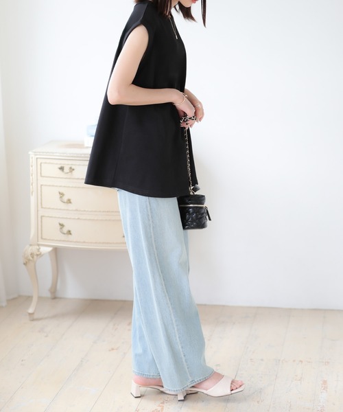 SUNFLOWER EIGHT（サンフラワーエイト）の「ノースリーブフレアトップス（Tシャツ/カットソー・レディース・ライトカーキ/ホワイト/ブラック/ブラウン・M/L）」の13枚目の写真